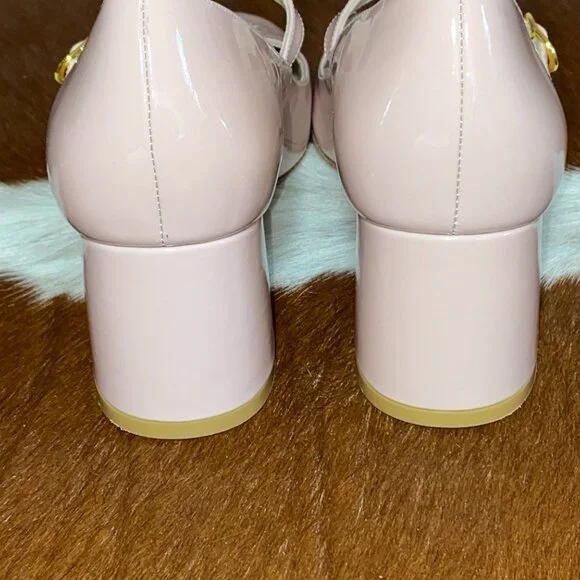 Stuart Weitzman MJ 60 Women's Pink Patent Chunky Pumps Heels Mary Jane - Picture 5 of 9